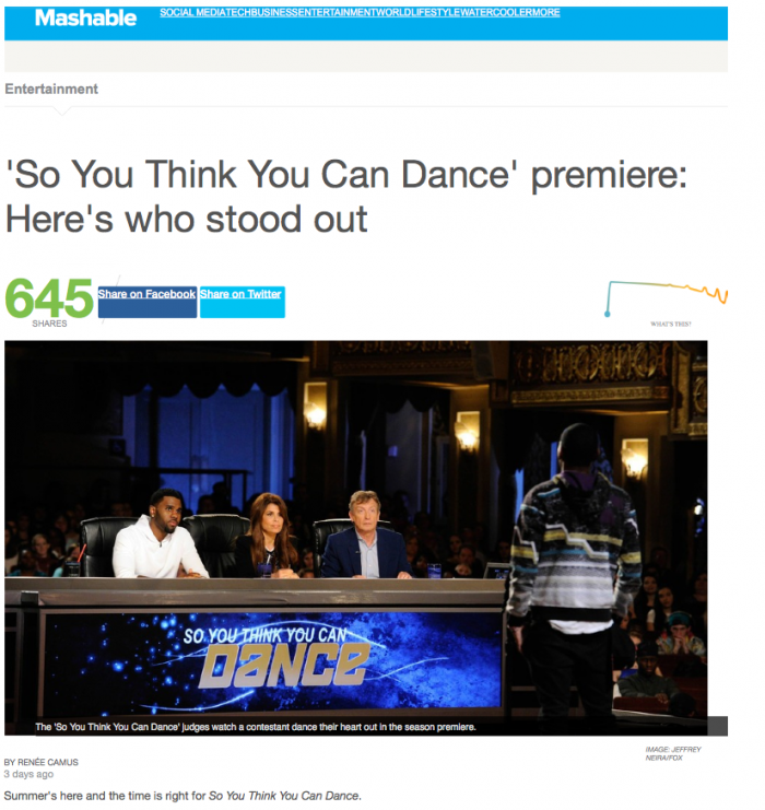 SYTYCD Recap on Mashable